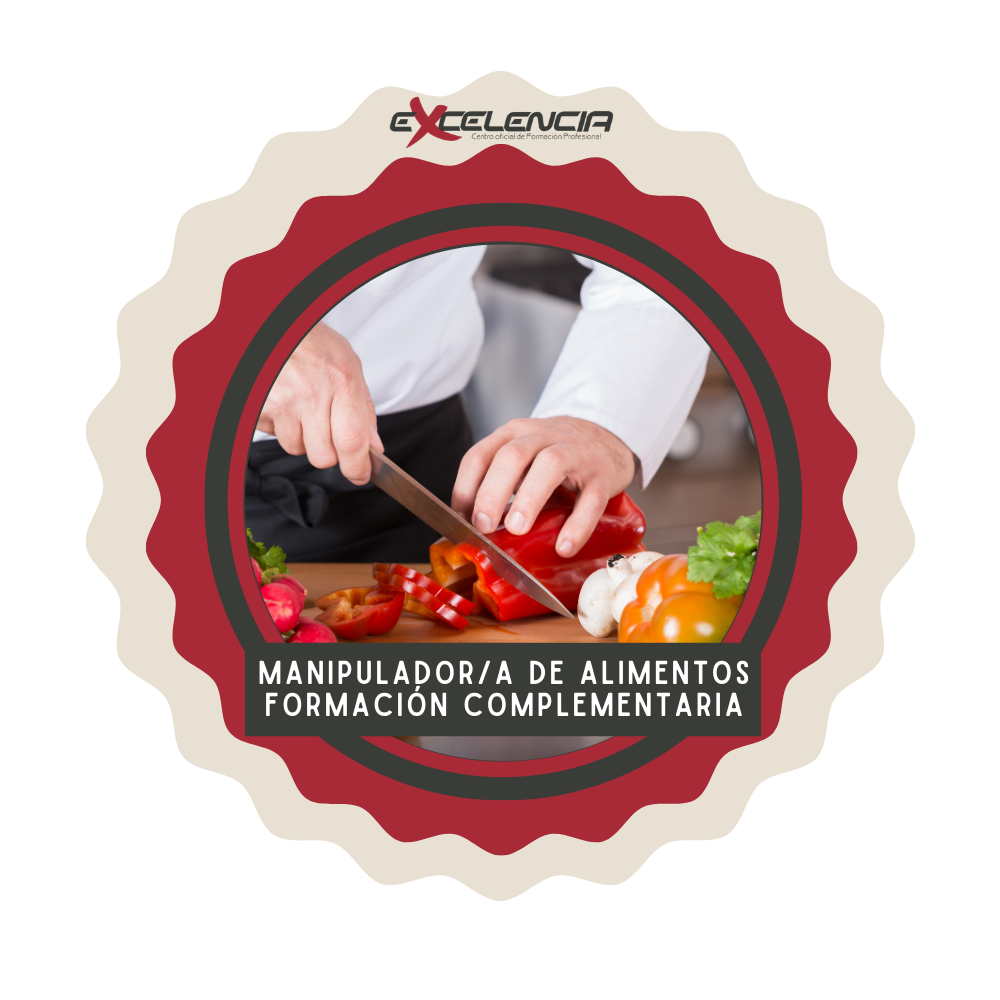 Cartel promocional de formación complementaria de manipulador de alimentos en Excelencia Formación